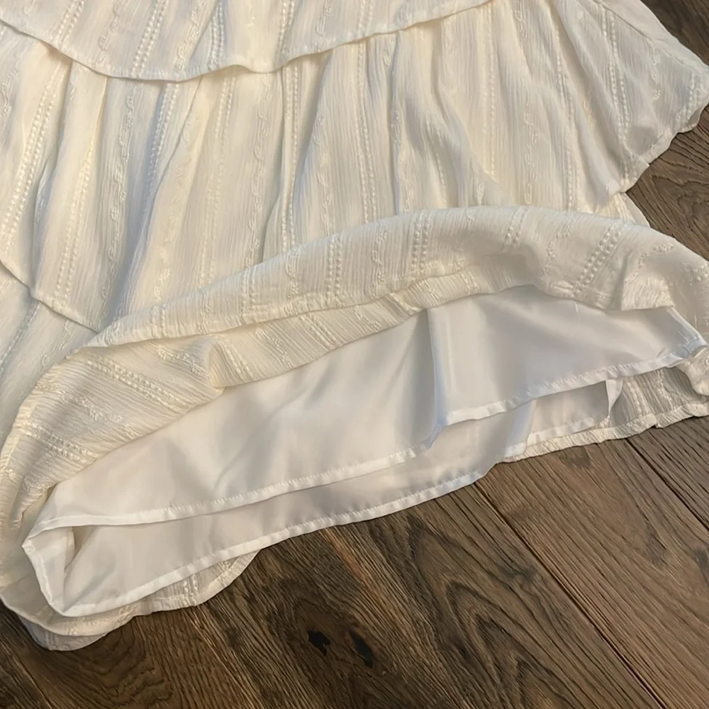 Express Cream Ruffle Off-Shoulder Romper - Picture 8 of 17